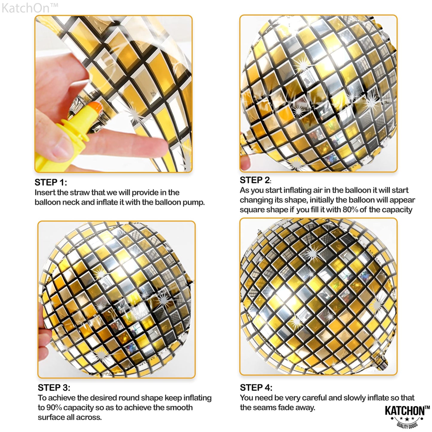 Huge Gold Disco Ball Balloons - 22 Inch, Pack of 6 | 4D Metallic Disco Balloons For Disco Party Decorations | Graduation Balloon, Gold Graduation Decorations 2025 | Birthday Party Decor