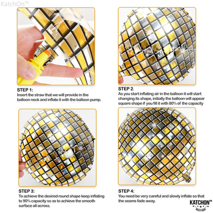 Huge Gold Disco Ball Balloons - 22 Inch, Pack of 6 | 4D Metallic Disco Balloons For Disco Party Decorations | Graduation Balloon, Gold Graduation Decorations 2025 | Birthday Party Decor