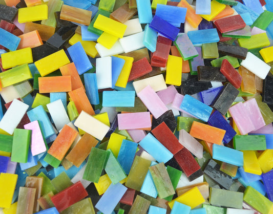 400 Pieces/17.6oz Rectangle Mosaic Tiles Stained Glass for Crafts and Home Decorations Assorted Colors Textures …