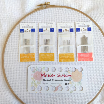 Cross Stitch Needles Kit - 3 Pack (22-26 & 1-5 Sizes), Blunt End, Large Eye, Organizer Card (30 Needles, 1 Card)