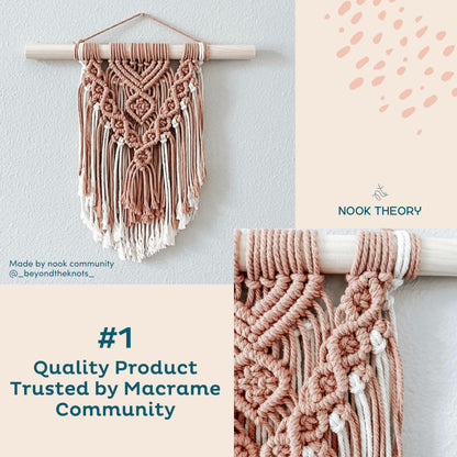 Theory Cotton 3mm Macrame Cord 220 Yards - 4mm 5mm Soft Macrame Rope Perfect for Knots - Supplies for Wall Hangers & Boho Decorations - Cotton String (Cream 3mm 220 Yards)