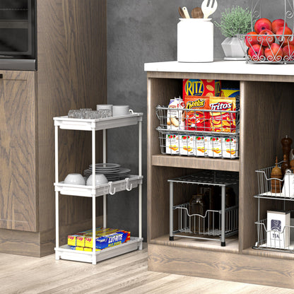 Standard 3-Tier Slim Rolling Storage Cart, White