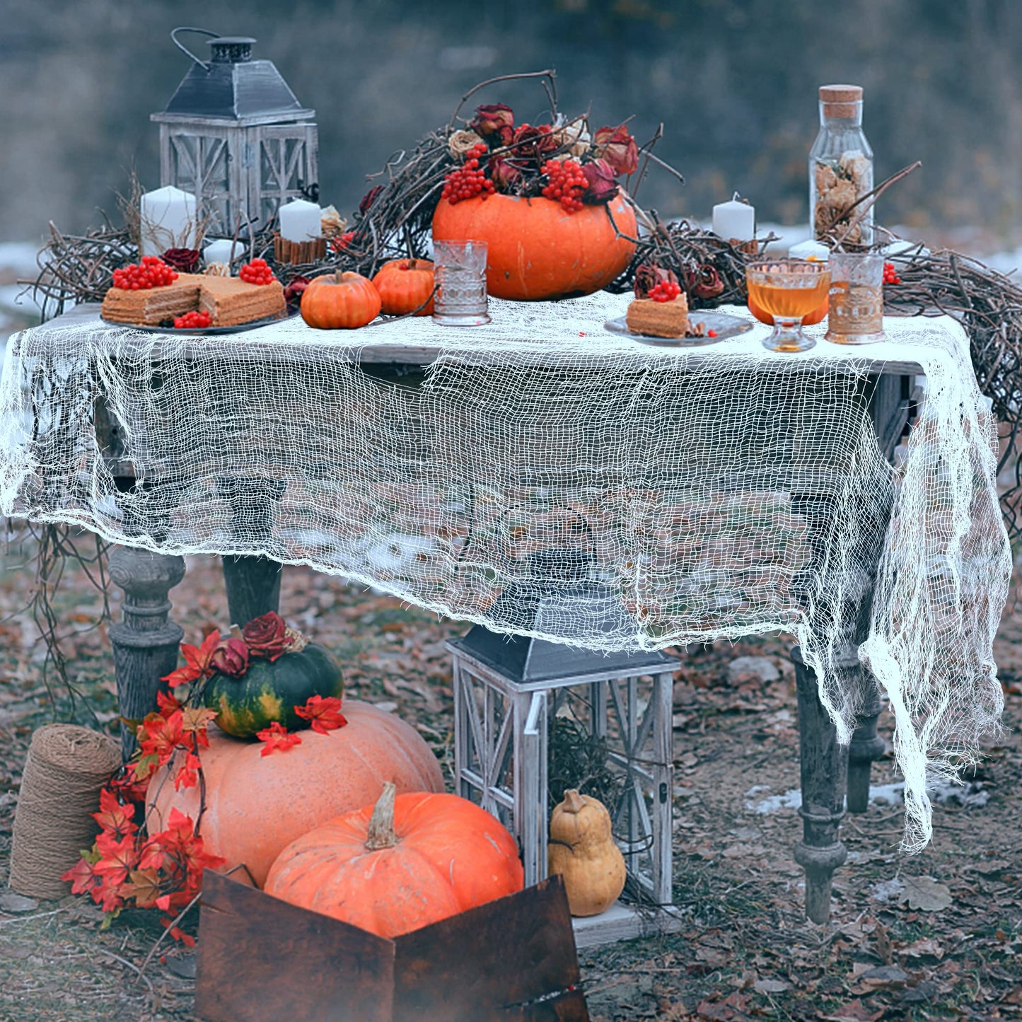 500x39 Inch Large Size Spooky Cloth-White Scary Creepy Cloth-Windows Doorways Cover Gauze for Halloween Party Haunted House Decor