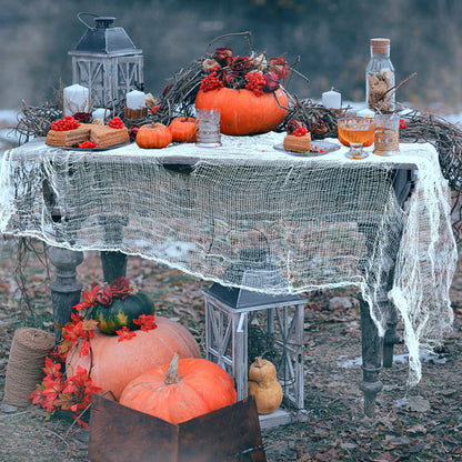 500x39 Inch Large Size Spooky Cloth-White Scary Creepy Cloth-Windows Doorways Cover Gauze for Halloween Party Haunted House Decor