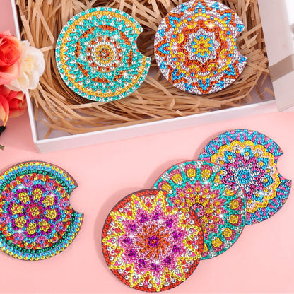 8 Pcs Diamond Art for Car Coasters, 2.8 Inches Diamond DIY Coasters, Mandala Crafts for Adults