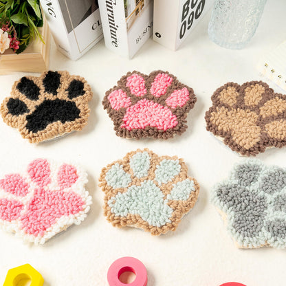22Pcs Craft Punch Needle Coaster Kit, Easy Art Work Decor Coasters Kits for Beginners, 6 Pattern Tufted Rug Pads with Adhesive Felt Yarns Embroidery Hoop Instruction, DIY Needle Punch Craft