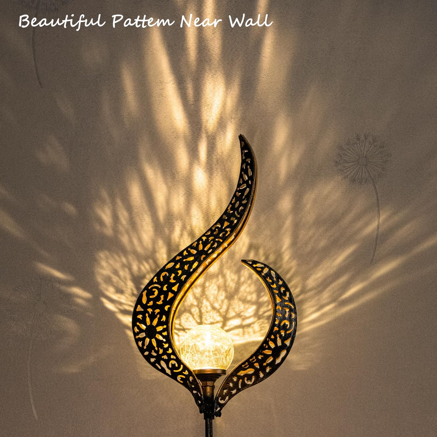 Outdoor Garden Solar Lights Stake, Mothers Day Gifts Mom,Crackle Glass Metal Flower Waterproof LED Fairy Lights for Pathway,Lawn,Patio or Courtyard,Gardening Gifts Women (Bronze)