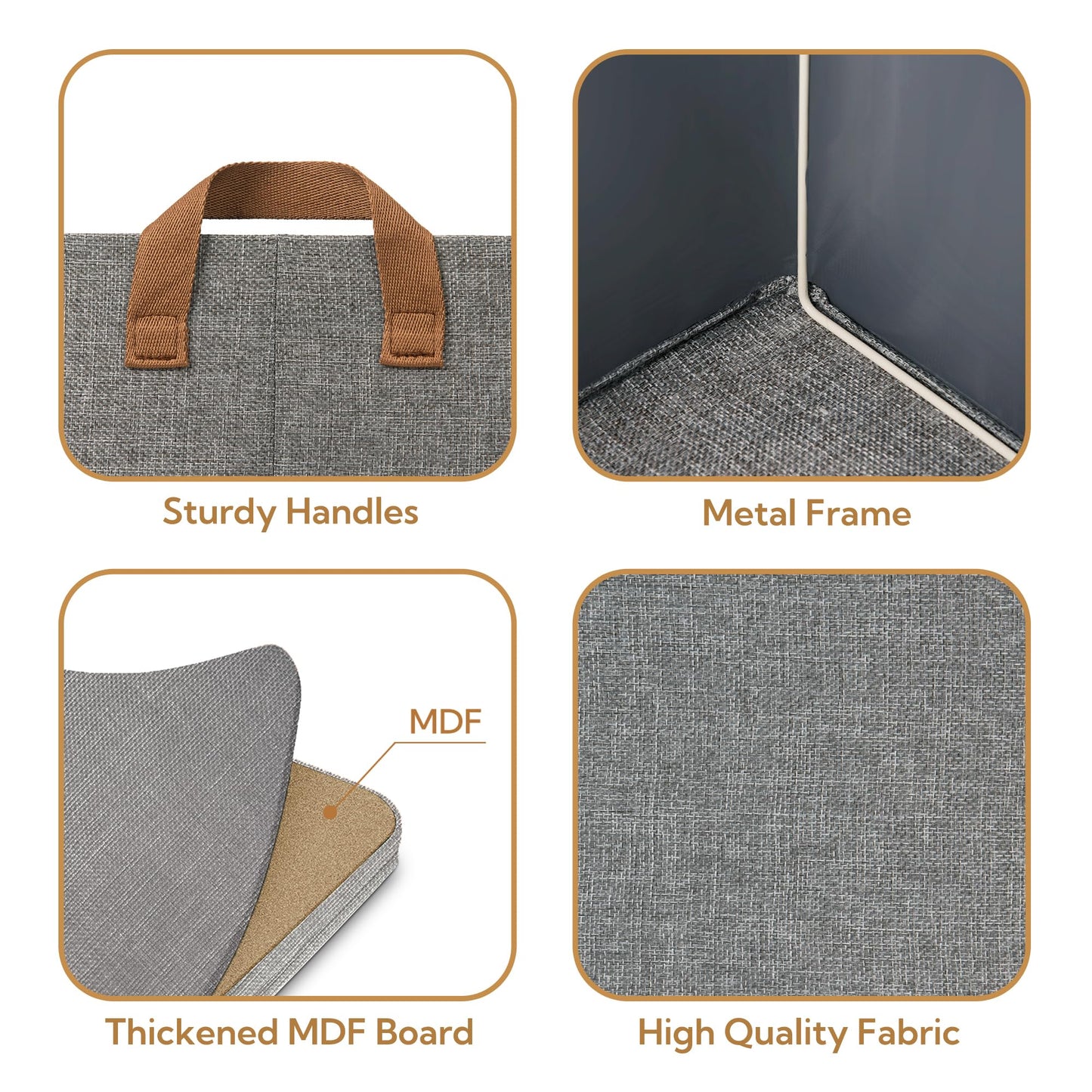 Storage Baskets for Shelves, Basket for Organizing, Organizer Bins, Closet Storage Organizer Bins with Metal Frame, Large, 2-Pack