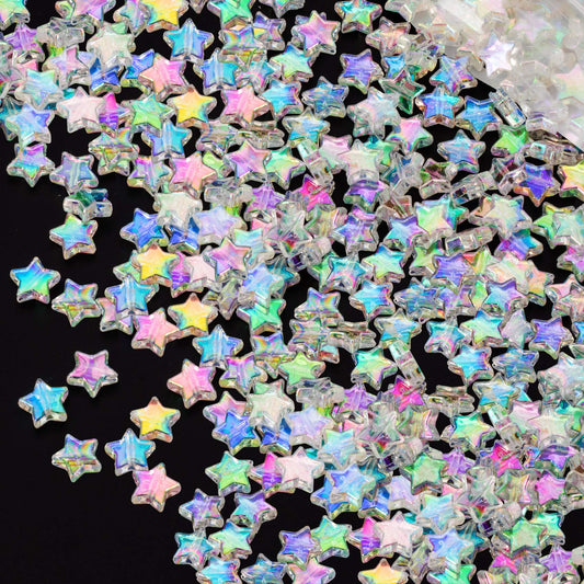 400 PCS Acrylic Star Shape Beads, Star Shape Charming Beads, Clear Acrylic 10mm Beads for DIY Jewelry Craft Making Necklace Bracelet Supplies (4 Pack x 100 PCS)