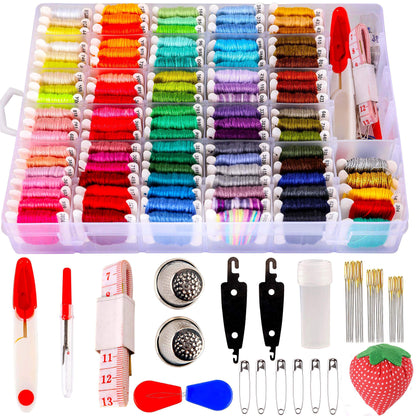 200pcs+ Embroidery Floss kit, Friendship Bracelet String Kit with Organizer Box-Included 100pcs Friendship Bracelet Floss Thread,Cross Stitch Kits Xmas Gifts