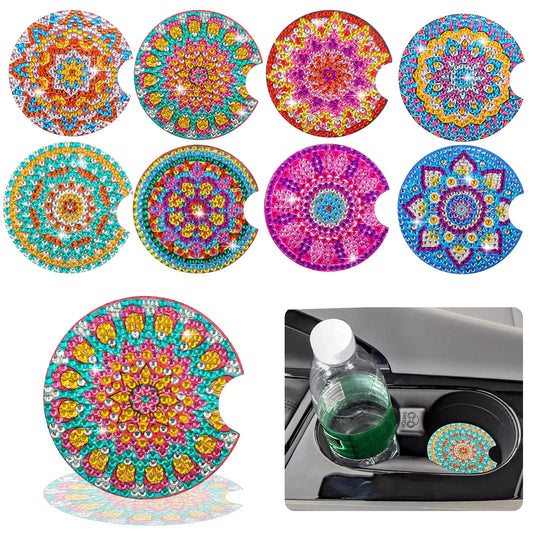 8 Pcs Diamond Art for Car Coasters, 2.8 Inches Diamond DIY Coasters, Mandala Crafts for Adults