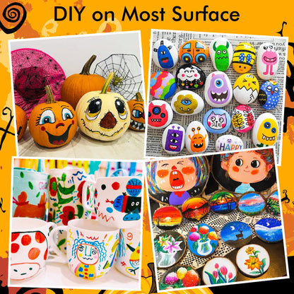 36 Colors Dual Tip Acrylic Paint Markers, Brush and Fine Tip for Rock Painting, Ceramic, Wood, Canvas, Plastic, Glass, Stone, Calligraphy, Card Making, DIY Crafts