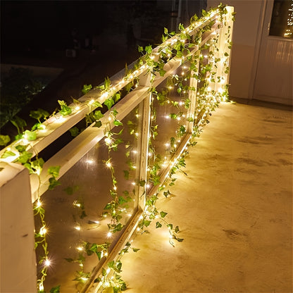 100 LED 32.7ft Artificial Leaf String Lights Fairy Garland 10m for Garden Decor