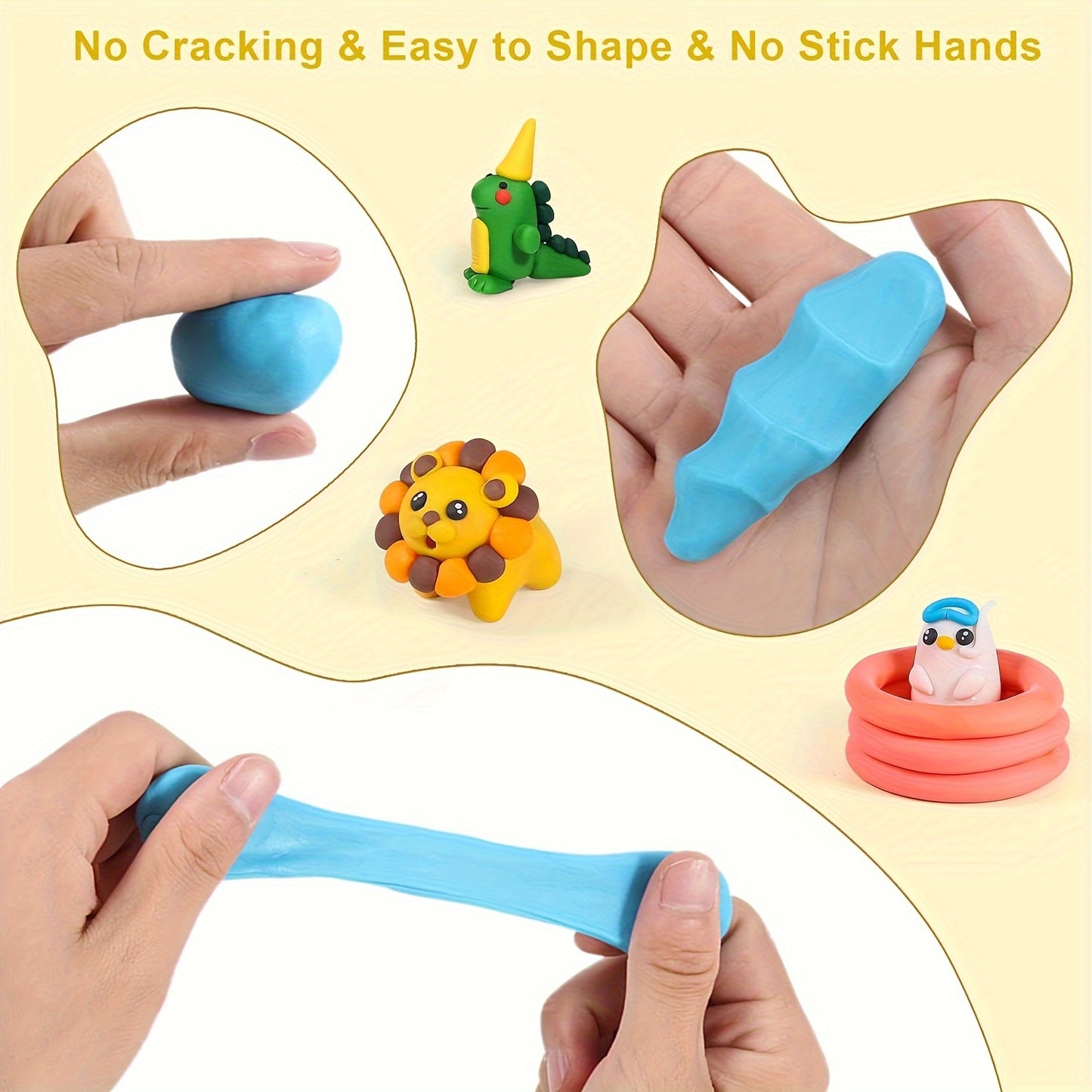 Polymer Clay 60 Colors DIY Modeling Clay for Kids, Oven Bake Clay with Sculpting Tools