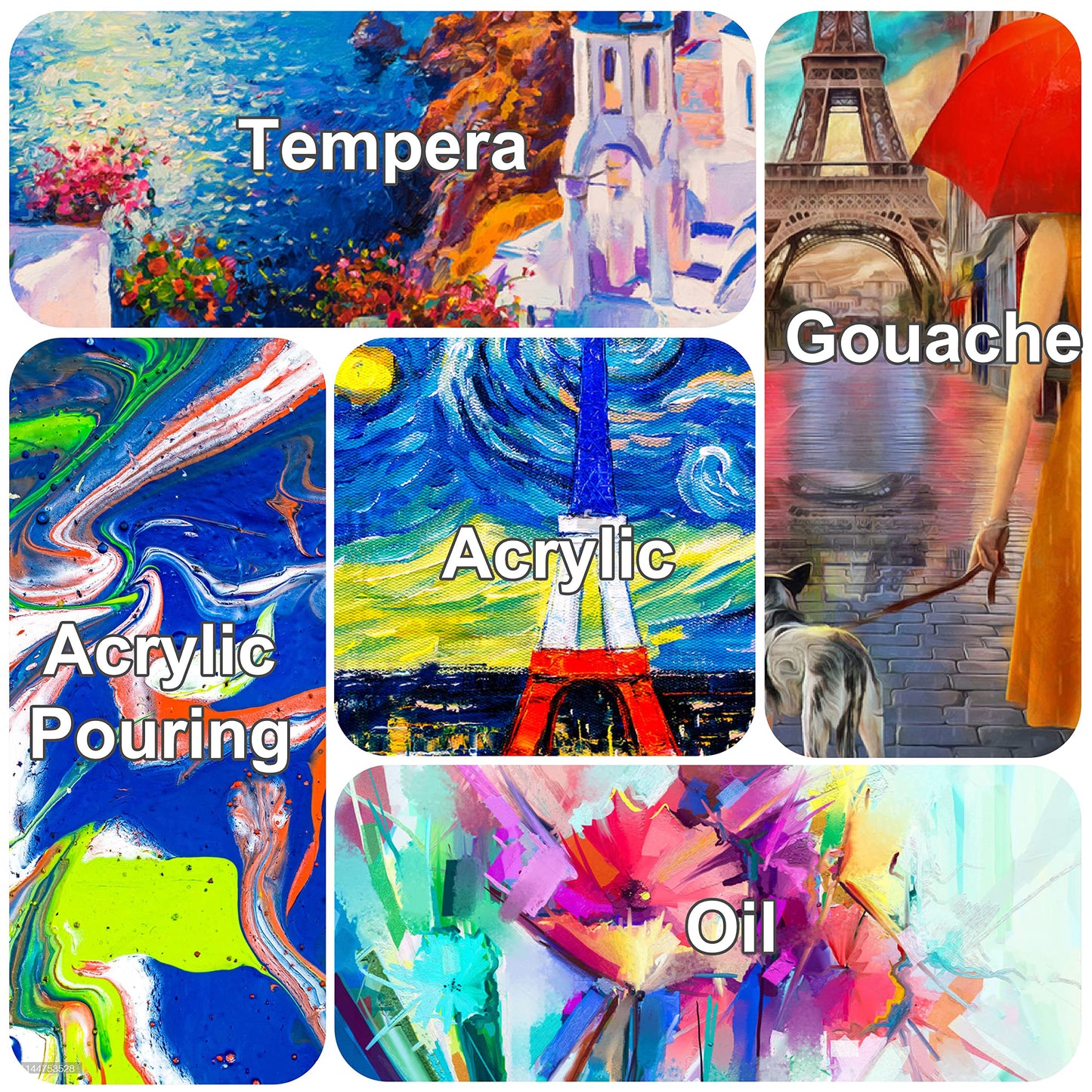 Canvases for Painting 8 x 10 Inch 10 - Pack, 5/8" Profile Stretched Canvas - 10 oz Primed, 100% Cotton White Blank Canvas - Art Paint Canvases for Acrylic Oil Paint