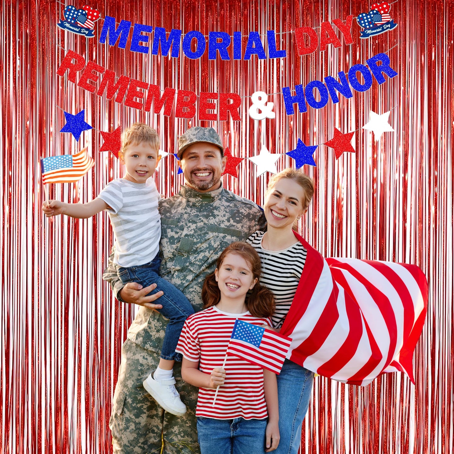 Foil Fringe Curtains Red Streamers Party Decorations - Melsan 3 Pack 3.2 x 8.2 ft Red Tinsel Curtain Party Photo Backdrop for Birthday Party Baby Shower or Graduation Decorations