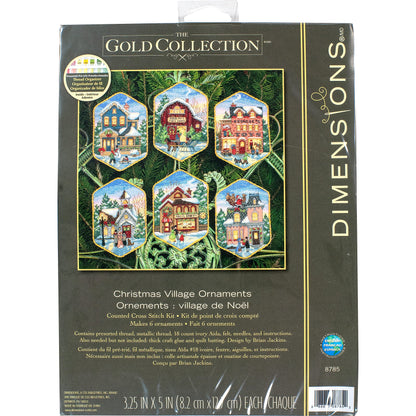 Gold Collection Christmas Village Counted Cross Stitch Ornament Kit, 6 pcs