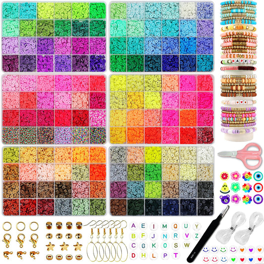 144Colors 20000+Pcs Clay Beads Bracelet Making Kit, Crafts Polymer Heishi Beads with Charm and Elastic Strings, Preppy Padded Beads for Jewelry Making kit Gift for Teen Girls