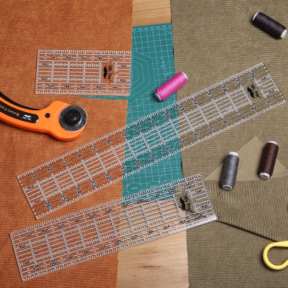 Sewing Ruler, 3 Pack, 6", 12" & 17", Acrylic Ruler, Quilting Ruler, Cutting Ruler, Acrylic Ruler for Cutting Fabric, Rulers for Quilting and Sewing, Non Slip Quilt Rulers, Sewing Supplies