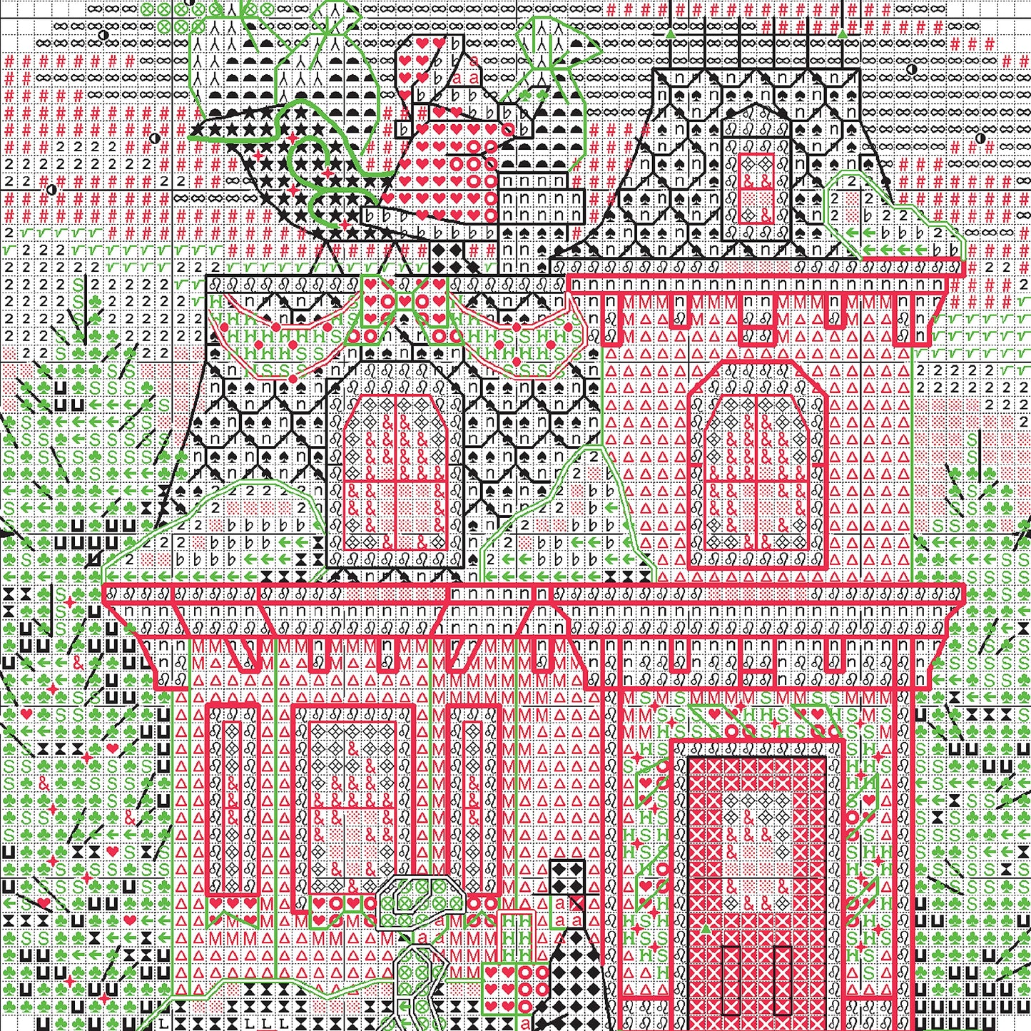 Gold Collection Christmas Village Counted Cross Stitch Ornament Kit, 6 pcs