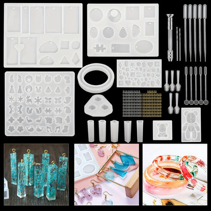 229pcs Set Casting Molds Jewelry Pendant Silicone Molds Kit for Making Necklace Earrings Crafts