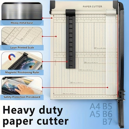 12" Manual Guillotine Paper Cutter with Safety Guard, 16 Sheet Capacity