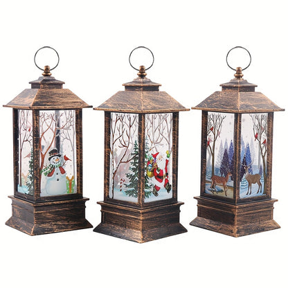 3 Pieces Christmas Lanterns Battery Operated Christmas Decorations Spinning Flashing Lanterns
