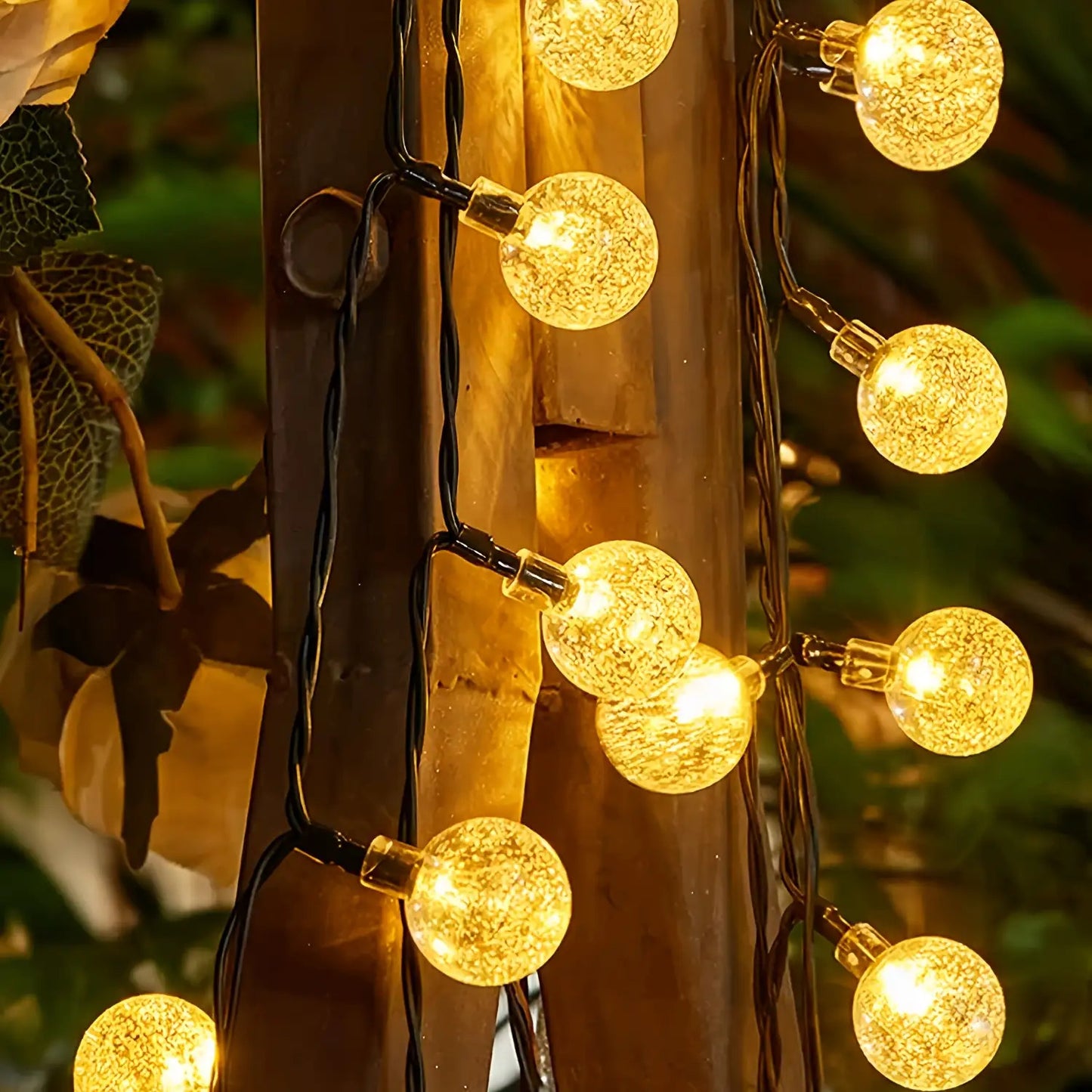 50 LED 22.9ft Solar Outdoor Lights 0.67in Crystal Globe With 8 Lighting Modes, Solar Lights Outdoor Waterproof IPX4. Crystal Globe Patio Lights For Ambience Garden Yard Porch, Wedding, Party Decor.Christmas Yard Decorations