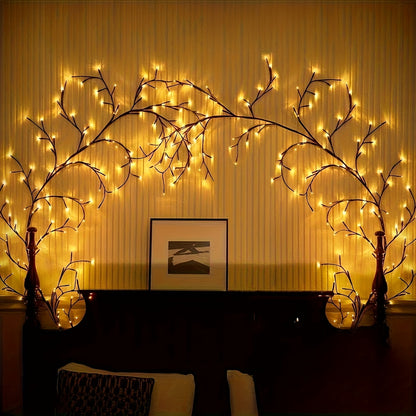 8-Branch Flexible Rattan Wall Light - 96 LED USB-Powered Ambiance 2 PCK