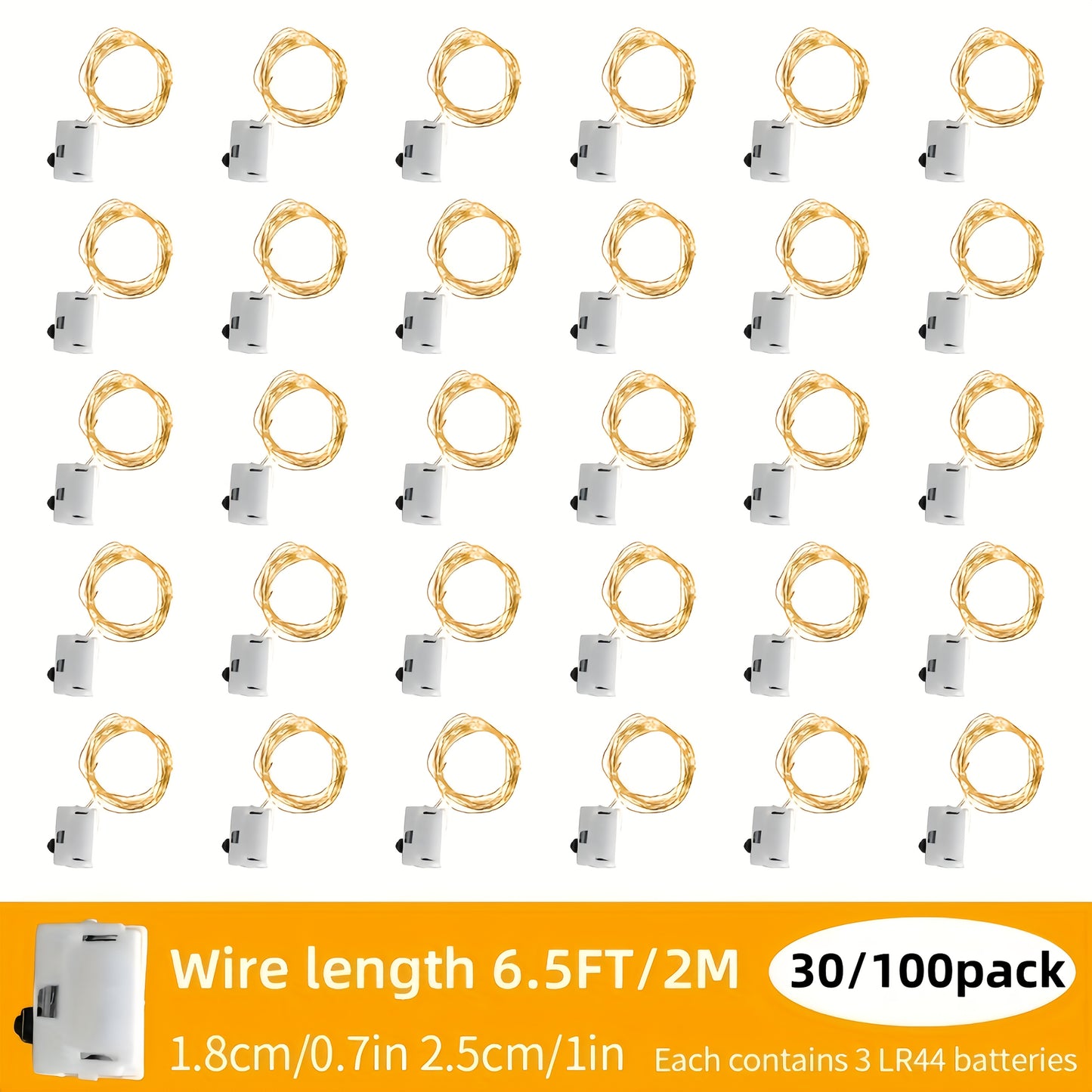 30 Pack Fairy Light String Light 6.5ft 20 LED Waterproof Christmas Light