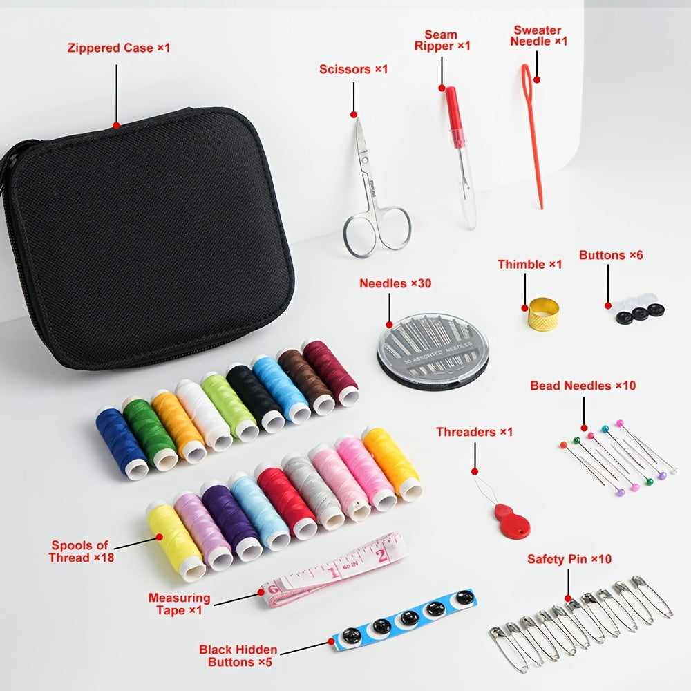 Mixed Color Canvas Sewing Kit, Portable Mini Basic Travel Repair Set