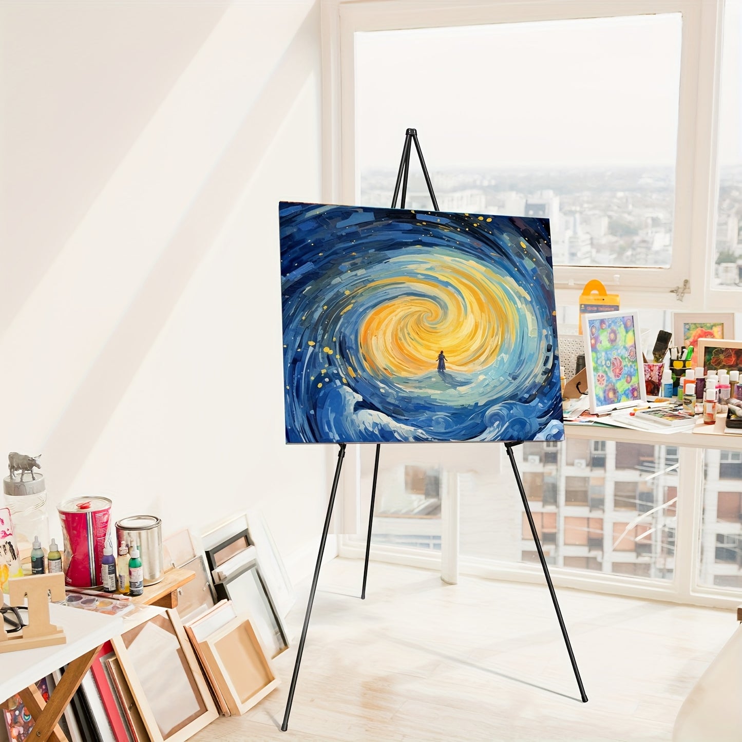 Instant Display Easel Stand, Heavy Duty Adjustable Height 63" Metal Tripod Floor Easel