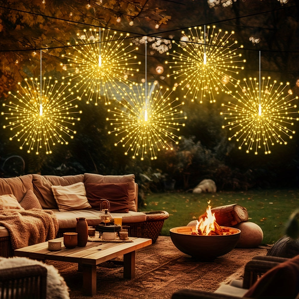 5-Pack Solar Starburst Sphere Lights - 450 LEDs, 8 Modes & Remote