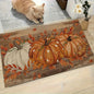 15.74" x 23.62" 1PC Pumpkin Polka Dot Doormat - Flannel Non-Slip Front Door Welcome Mat for Fall, Thanksgiving, Halloween - Farmhouse Indoor Rug for Living Room, Kitchen, Bedroom