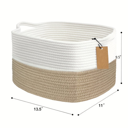 3 Pack Cotton Rope Storage Baskets Set, 13.5x11x9.5 Inch Closet Organizers