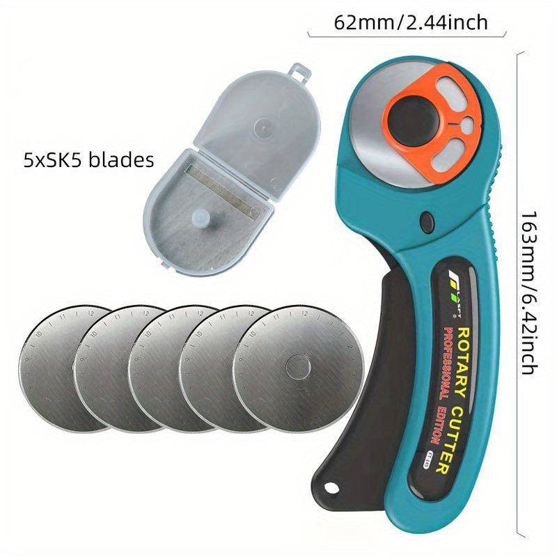 FT145 Rotary Cutter 45mm Round Blades, Cloth Leather Cutter Manual DIY Paper Cutting Tools