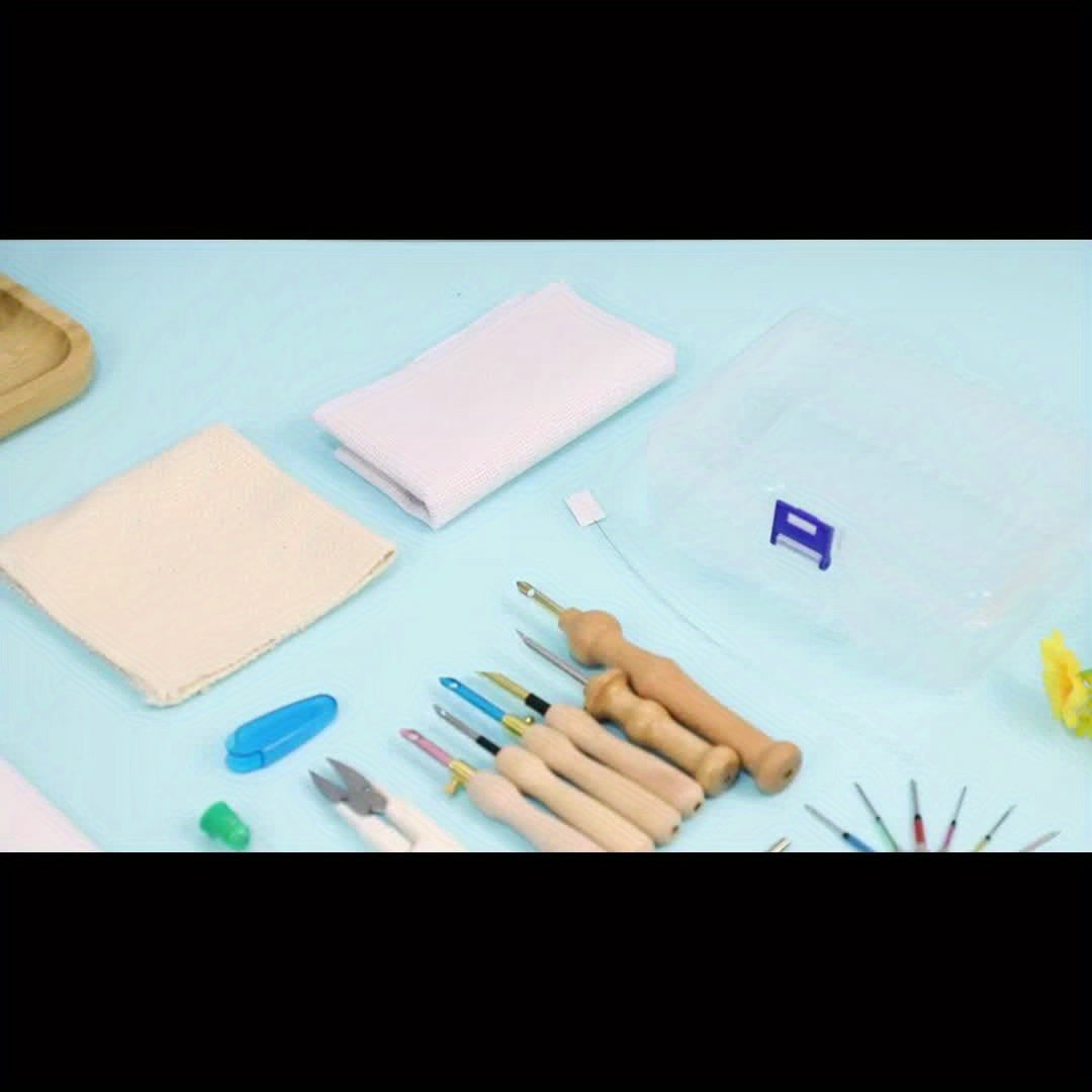 35pcs Punching Needle Tool Kit, Embroidery Supplies with Adjustable Punching Needle Embroidery Set