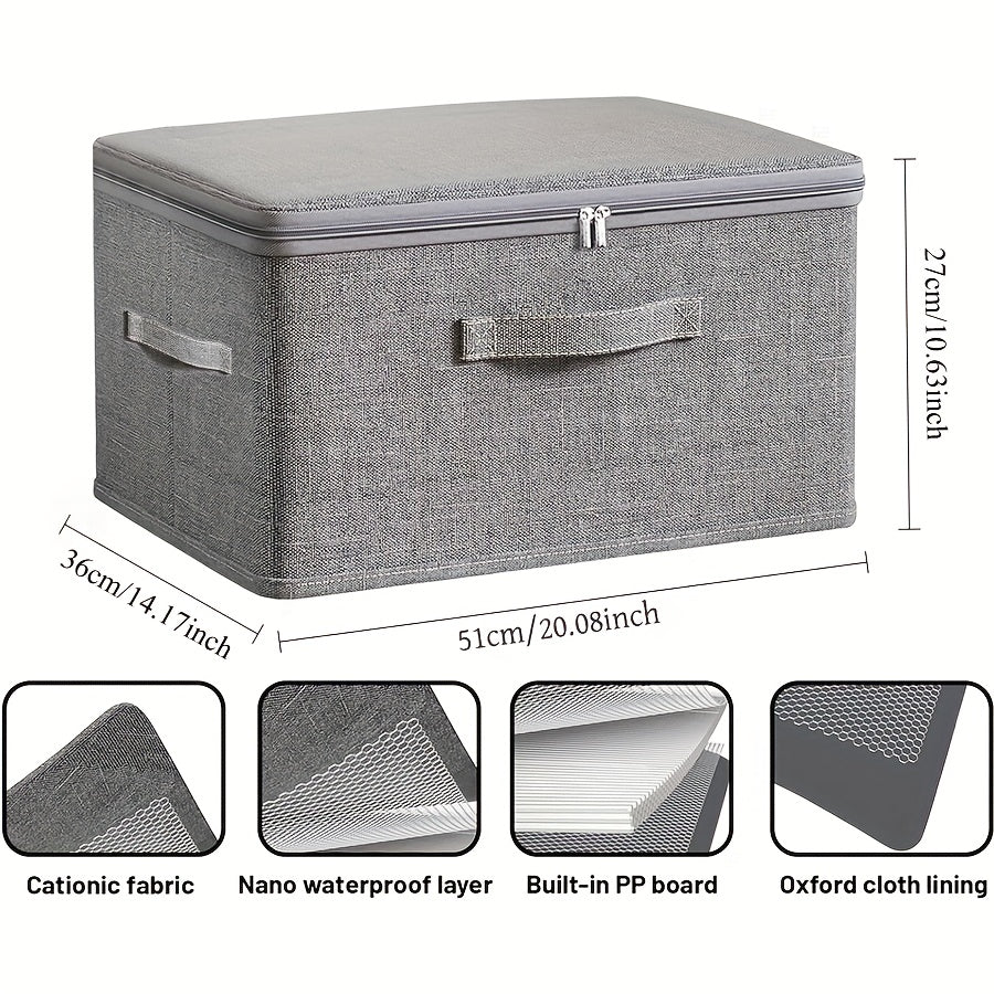Set of 4 Oversized Collapsible Storage Containers with Double Zippers and Three Handles