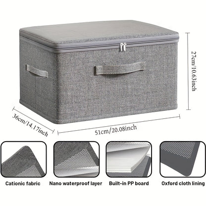 Set of 4 Oversized Collapsible Storage Containers with Double Zippers and Three Handles