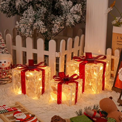 Set of 3 Detachable Light-Up Gift Boxes - USB/Battery Powered