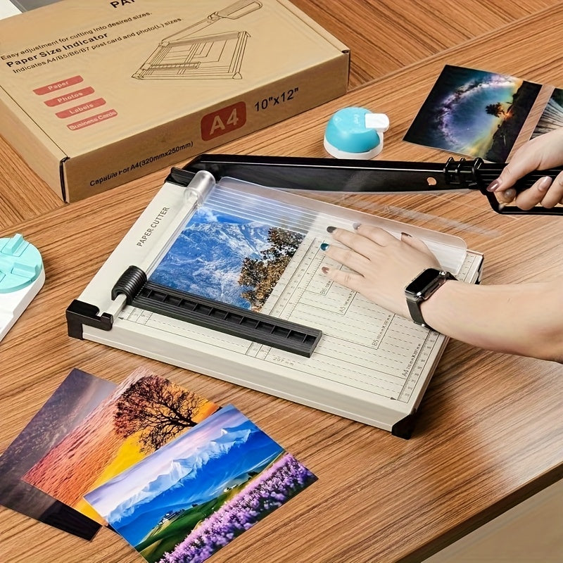 12" Manual Guillotine Paper Cutter with Safety Guard, 16 Sheet Capacity