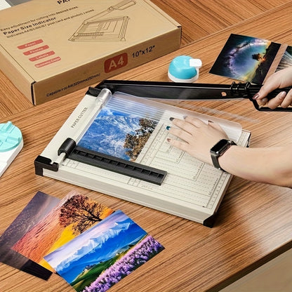 12" Manual Guillotine Paper Cutter with Safety Guard, 16 Sheet Capacity