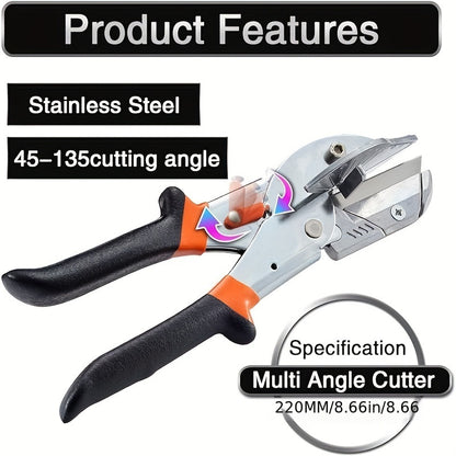 Versatile Miter Shear Cutter 45-135° Adjustable Steel with 10 Blades