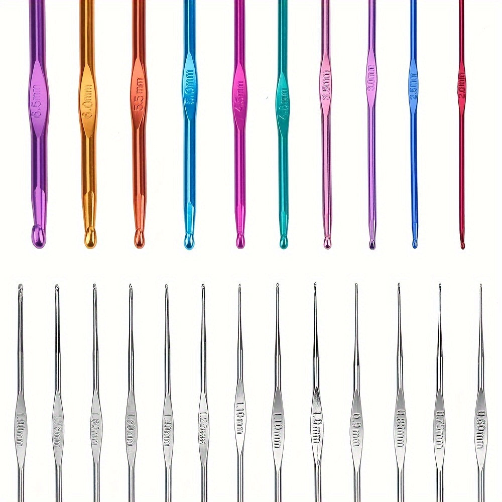 Crochet Hook Kit Knitting Needles, Multicolor Aluminum Ergonomic Yarn Knit Craft Tools