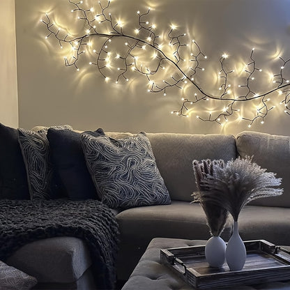 8-Branch Flexible Rattan Wall Light - 96 LED USB-Powered Ambiance 2 PCK