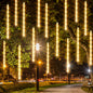 288 LED Christmas Halloween and Thanksgiving Lights Outdoor LED Meteor Shower Rain Lights (Warm White)