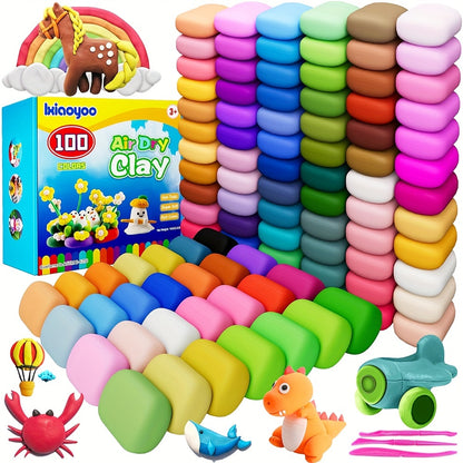 Air Dry Clay 100 Colors DIY Modeling Clay Kit with Sculpting Tools, Soft Ultra Light