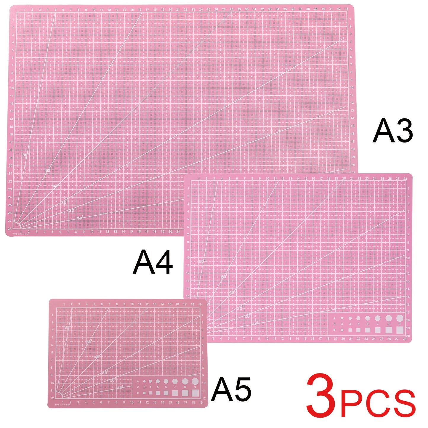 3pcs Set A3 A4 A5 Cutting Boards with Measurement, Durable PP Plastic Craft Cutting Mat
