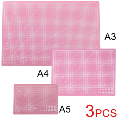 3pcs Set A3 A4 A5 Cutting Boards with Measurement, Durable PP Plastic Craft Cutting Mat