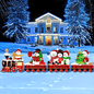 15.7" Christmas Train & Snowman Yard Sign Set - Easy Outdoor Lawn Decor
